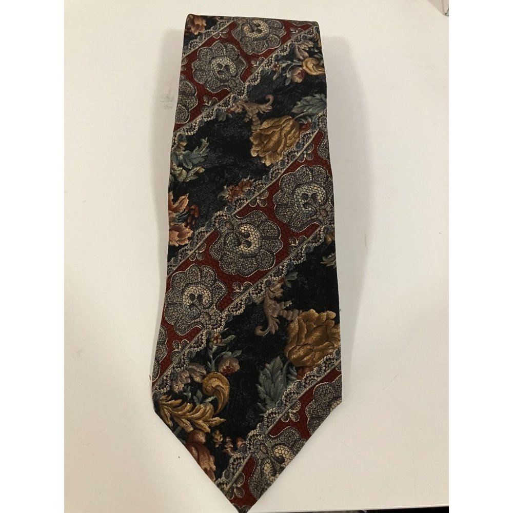 417 by Van Heusen Men's Vintage Silk Tie, Navy Multicolor, One Size